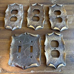 Vintage Amerock Carriage House Wall Plate Covers Brass Crinkle Outlet Light